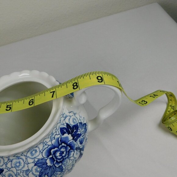 Johnson Brothers Lotus Blue Fine China Floral Swirl Rim Teapot Lid Vintage 1979 - Picture 12 of 12